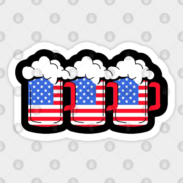 Beer American Flag 4th of July Merica Drinking USA Sticker by Creatifly Graphic Tees